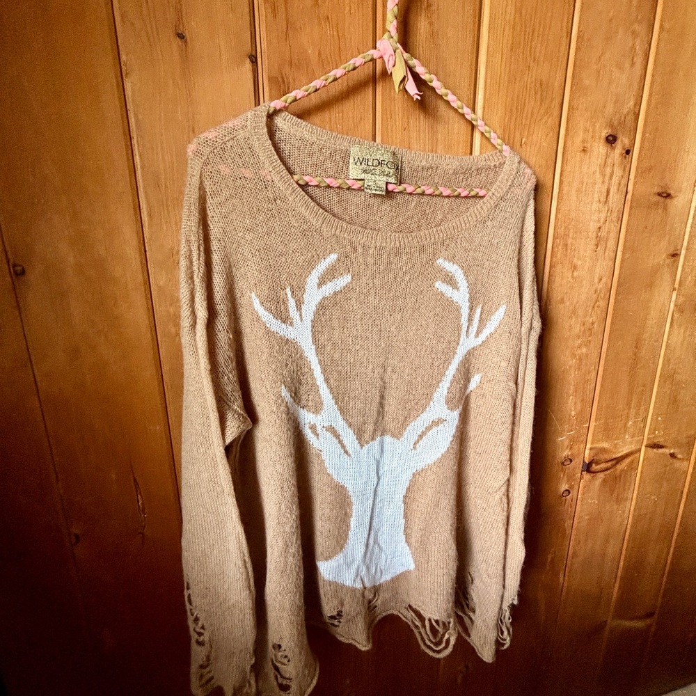 Wildfox Sweater with White Deer Design